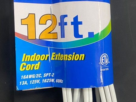 Indoor extension cord, 12ft, durable, perfect for office or home - 253016 For Sale