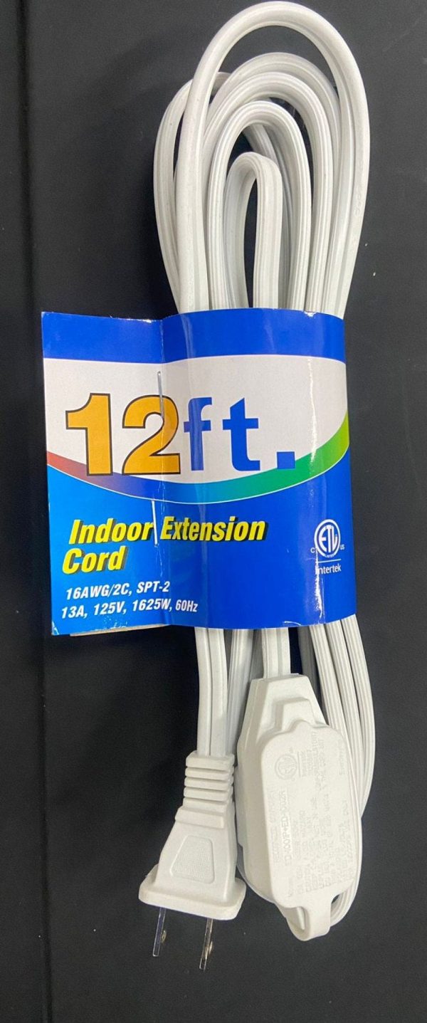 Indoor extension cord, 12ft, durable, perfect for office or home - 253016 For Sale