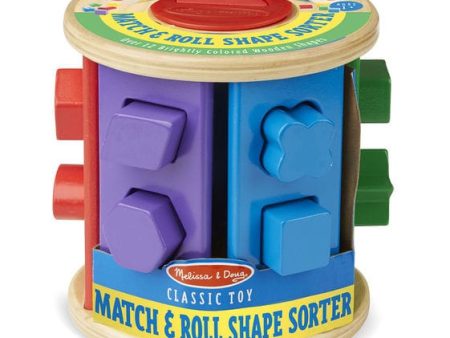 MELISSA & DOUG Match And Roll Shape Sorter: Toddlers can drop the dozen-plus vibrant wooden shapes--including a triangle, octagon, star, rectangle, square, trapezoid, hexagon - M&D-9041 Online Sale