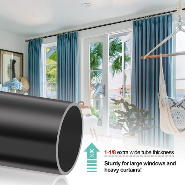 Decorative Curtain Rods for Windows 28 to 48 inch - 1 & 1 8”Heavy Duty Adjustable Curtain Rods Set - Blackout Drapery Rods for Kitchen Bedroom - 7450004265937 Discount