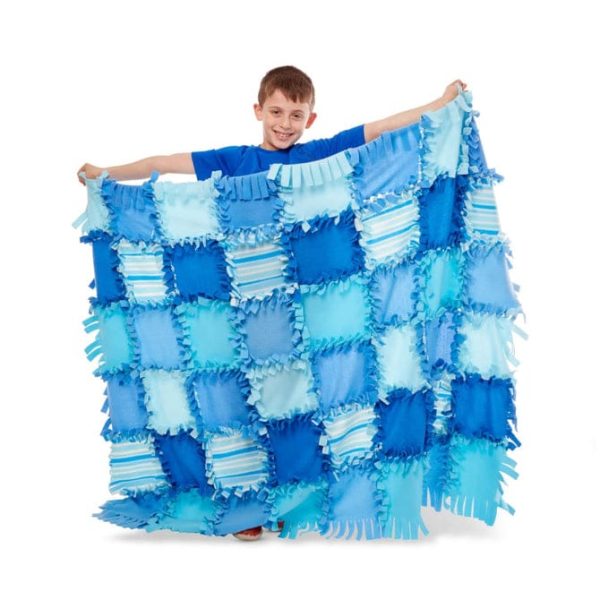 MELISSA & DOUG Created By Me Striped Fleece Quilt: Tuck the extra-wide and extra-long fringe into slits and tie single knots to piece together a uniquely you quilt - 30096 Online Sale