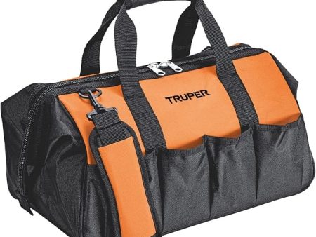 Truper Wide Mouth Tool Bag and Organizer for Home, Workshop, or Job Site, Non-slip Bottom with Pockets, Padded Handle, Adjustable Shoulder Strap 17103 Online now