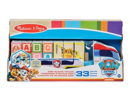 MELISSA & DOUG  Paw Patrol Wooden Abc Block Truck: Arrange wooden blocks on attached dowels on this sturdy wooden hauler vehicle or stack them in countless combinations - M&D-33272 Discount