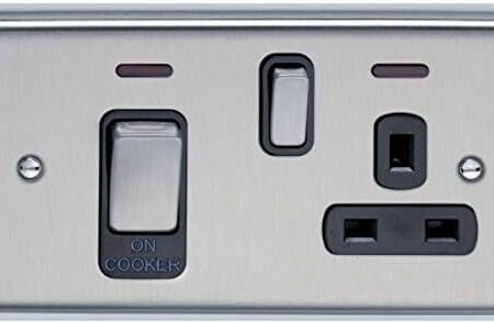 Deta SD1302PSCB Cooker Control Unit with Neons 45 Amp (Satin Chrome Black Insert Online now