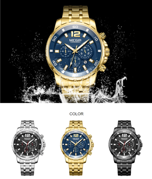 Waterproof Men s Gold Stainless Steel Quartz Watches For Sale