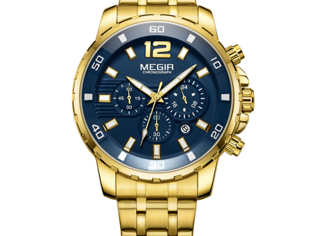 Waterproof Men s Gold Stainless Steel Quartz Watches For Sale