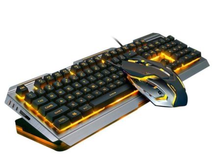 Ninja Dragons Tungsten Gold Metal Frame Gaming Keyboard and Mouse Set Hot on Sale